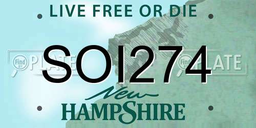 SOI274 New Hampshire License Plate
