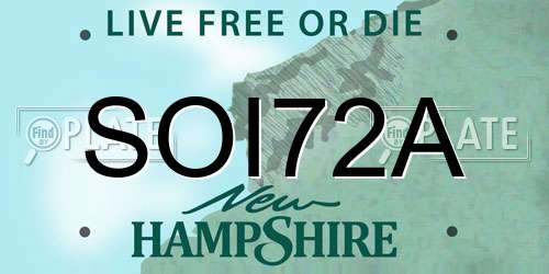 SOI72A New Hampshire License Plate