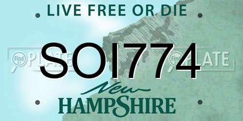 SOI774 New Hampshire License Plate