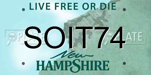 SOIT74 New Hampshire License Plate