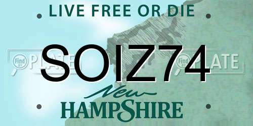 SOIZ74 New Hampshire License Plate