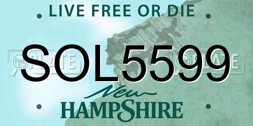 SOL5599 New Hampshire License Plate