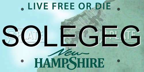 SOLEGEG New Hampshire License Plate