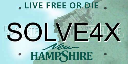 SOLVE4X New Hampshire License Plate