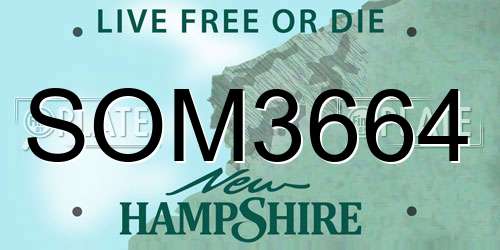 SOM3664 New Hampshire License Plate