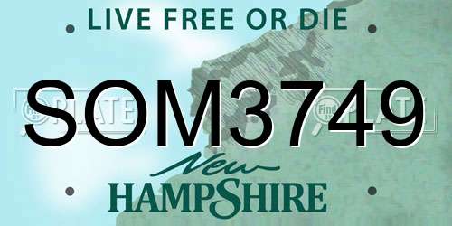 SOM3749 New Hampshire License Plate