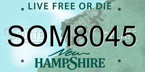 SOM8045 New Hampshire License Plate