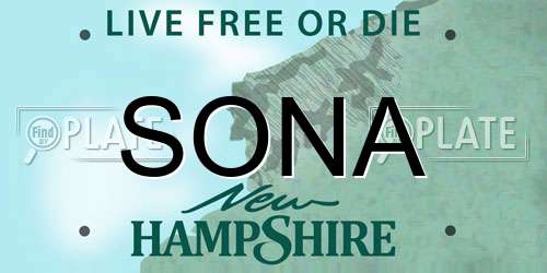 SONA New Hampshire License Plate