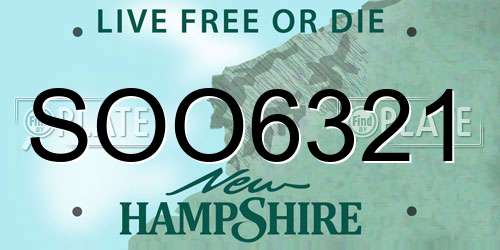 SOO6321 New Hampshire License Plate