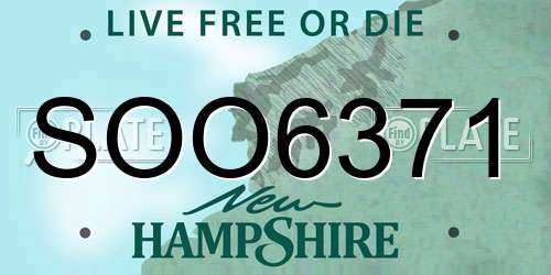 SOO6371 New Hampshire License Plate