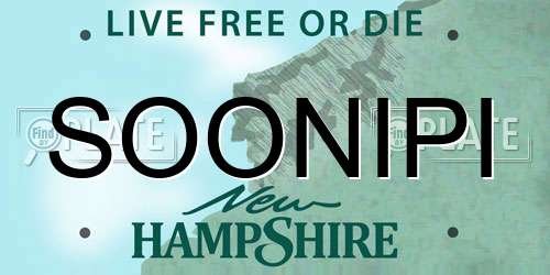SOONIPI New Hampshire License Plate
