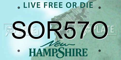 SOR57O New Hampshire License Plate
