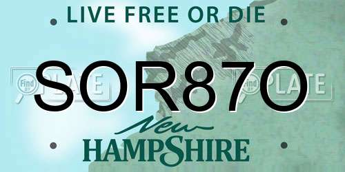 SOR87O New Hampshire License Plate