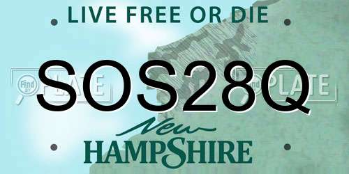 SOS28Q New Hampshire License Plate