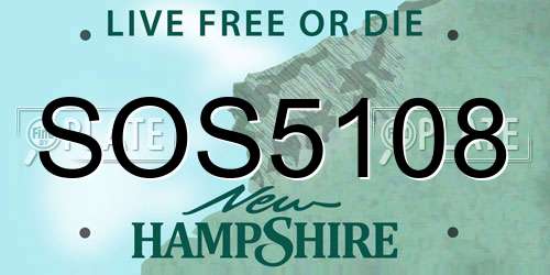 SOS5108 New Hampshire License Plate