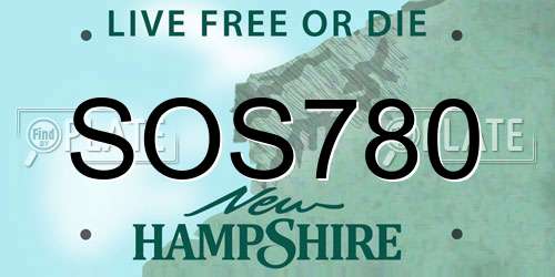 SOS780 New Hampshire License Plate
