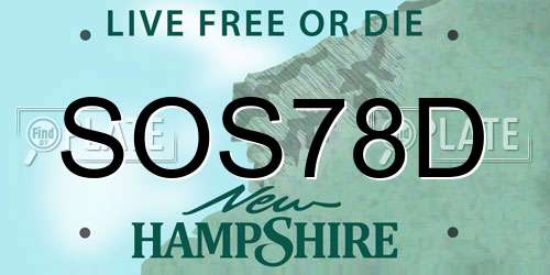 SOS78D New Hampshire License Plate