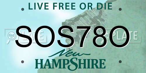 SOS78O New Hampshire License Plate