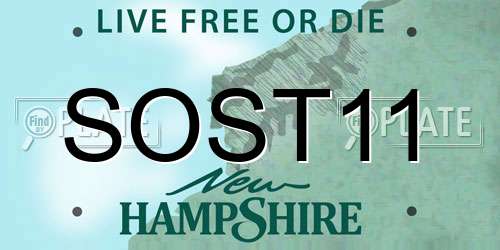 SOST11 New Hampshire License Plate