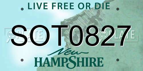 SOT0827 New Hampshire License Plate