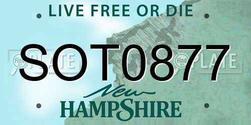 SOT0877 New Hampshire License Plate