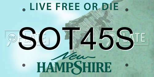 SOT45S New Hampshire License Plate