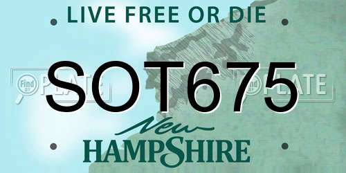 SOT675 New Hampshire License Plate