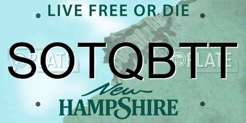 SOTQBTT New Hampshire License Plate