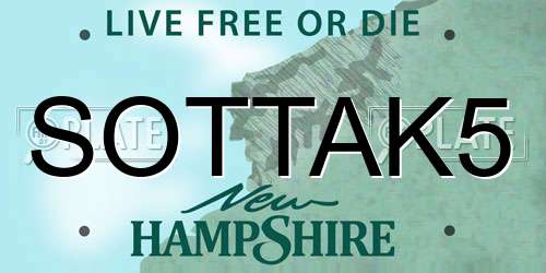SOTTAK5 New Hampshire License Plate