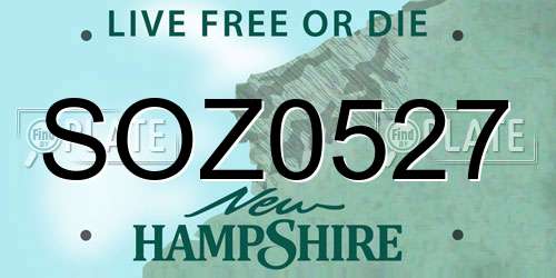 SOZ0527 New Hampshire License Plate