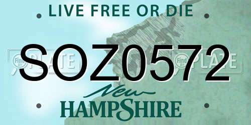 SOZ0572 New Hampshire License Plate