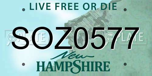 SOZ0577 New Hampshire License Plate
