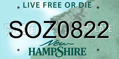 SOZ0822 New Hampshire License Plate