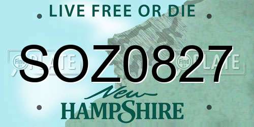 SOZ0827 New Hampshire License Plate