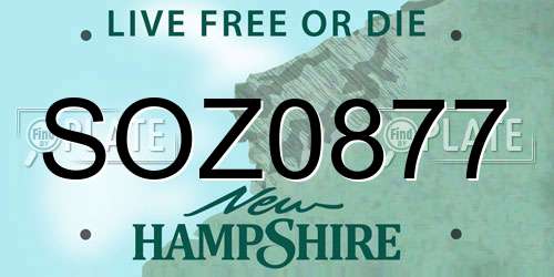SOZ0877 New Hampshire License Plate