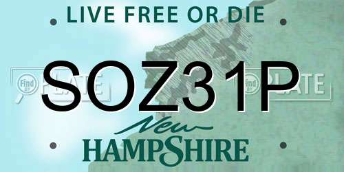SOZ31P New Hampshire License Plate