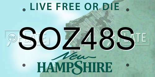 SOZ48S New Hampshire License Plate