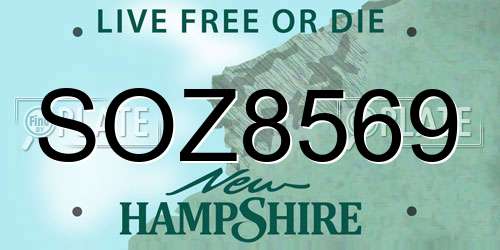 SOZ8569 New Hampshire License Plate