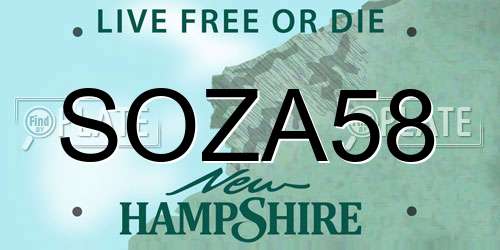 SOZA58 New Hampshire License Plate