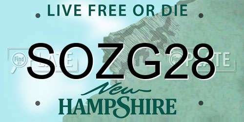 SOZG28 New Hampshire License Plate
