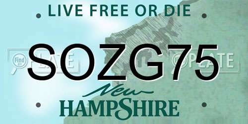 SOZG75 New Hampshire License Plate