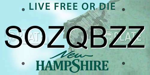 SOZQBZZ New Hampshire License Plate