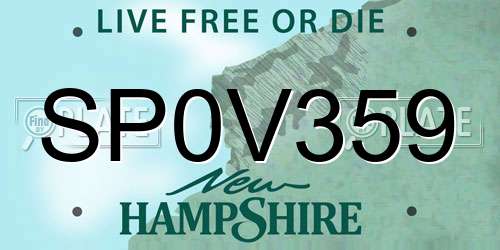 SP0V359 New Hampshire License Plate
