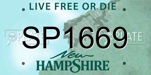SP1669 New Hampshire License Plate