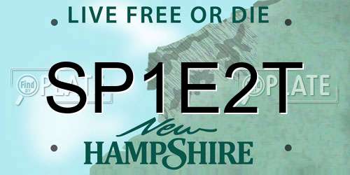 SP1E2T New Hampshire License Plate