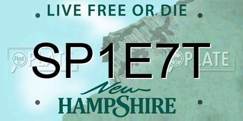 SP1E7T New Hampshire License Plate