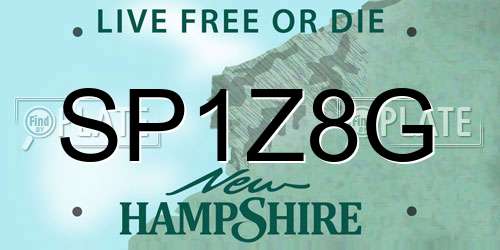 SP1Z8G New Hampshire License Plate