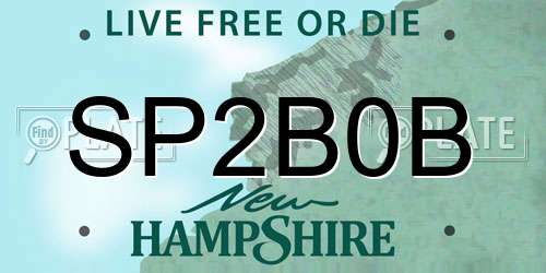 SP2B0B New Hampshire License Plate
