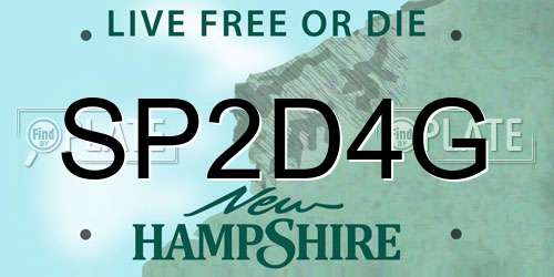 SP2D4G New Hampshire License Plate
