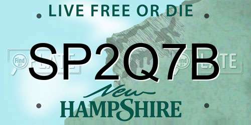 SP2Q7B New Hampshire License Plate